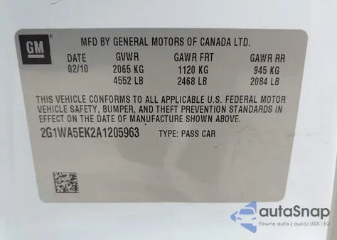 2010 Chevrolet Impala Ls from USA, damaged, VIN 2G1WA5EK2A1205963